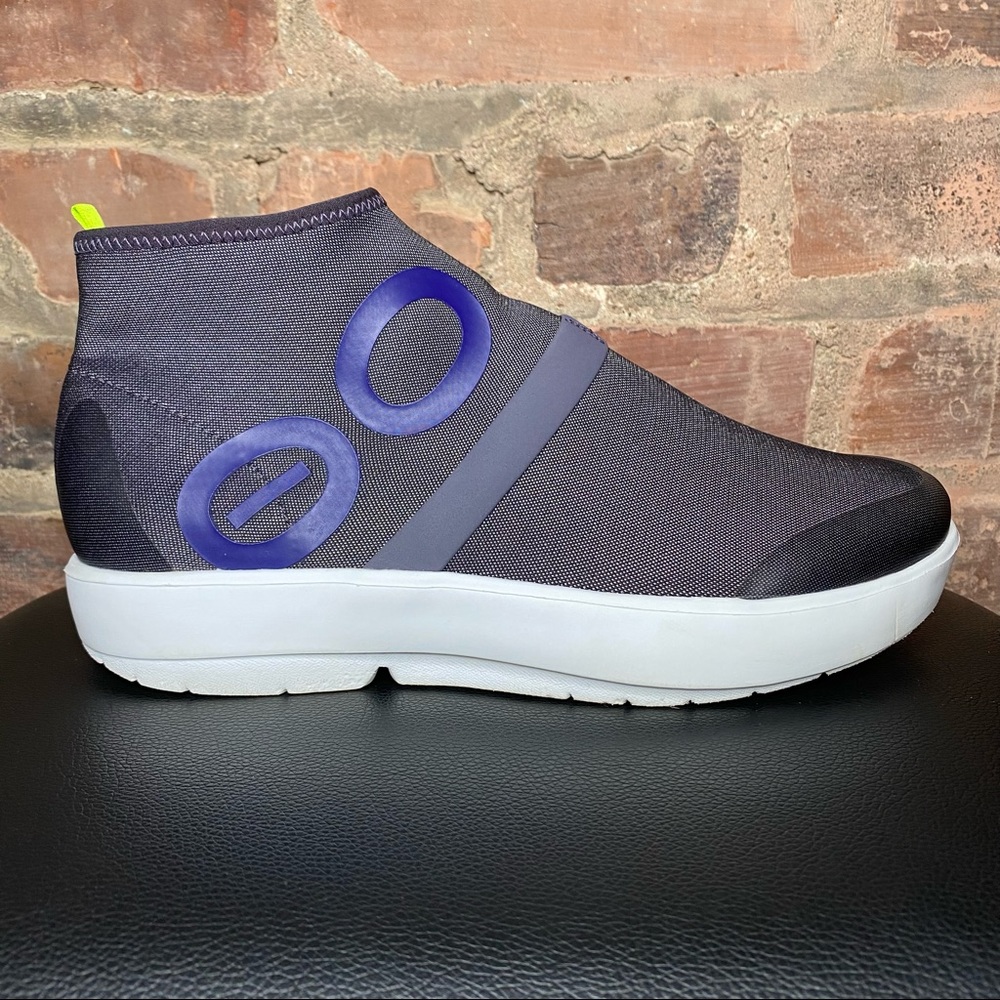 OOFOS OOmg Fibre High Women's Size 9.5 Shoes Blue/Gray/White Recovery Sneakers